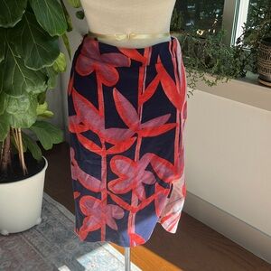 Maeve Navy and Red Floral Pencil Skirt